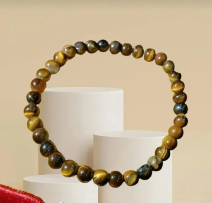 Golden Tiger Eye Bracelet 6mm For Man And Woman's Beautiful Elastic Tiger Eye Stone Beads Bracelet Best For Gifts
