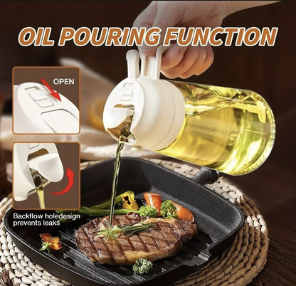 2-in-1 Oil Jug with Dispenser & Handle – Glass Cooking Oil Container | 450Ml - Glass (Random Color)