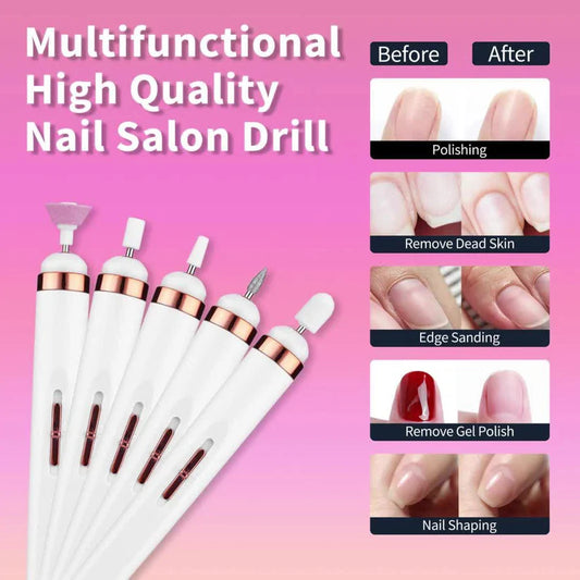 Myyeah Nail Art Drill Machine White and Lightpink 2W， Rosegold-5W, USB Electric