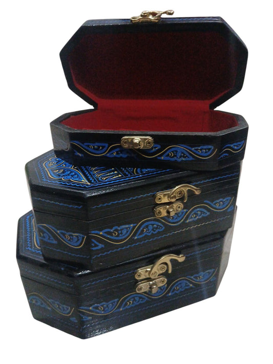 Wood Boxes, Handmade, Art work, Fine Quality green and Blue